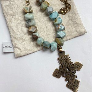 Soft Surroundings Cross Pendant w Stones Necklace
